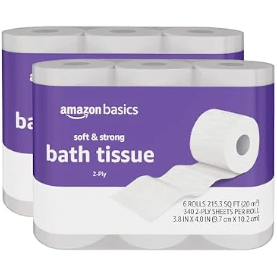 

Soft and Strong 2Ply Toilet Paper 12 Ultra Rolls = 48 Regular Rolls Unscented 340 Sheet 2 Packs of 6