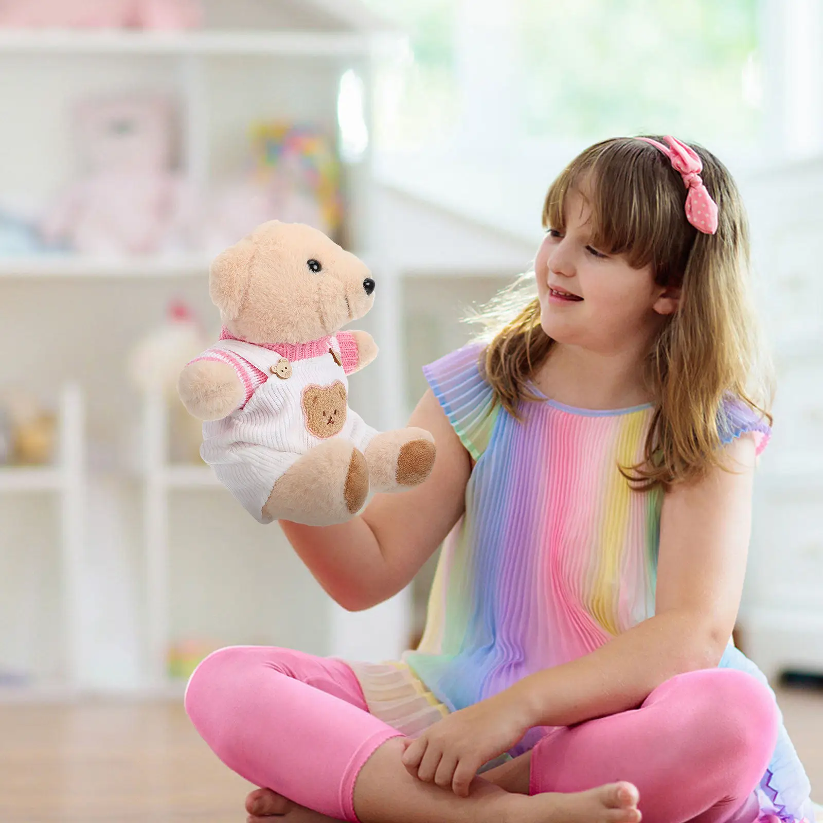 

2 Sets Stuffed Animal Clothes Soft Fabric Bear Sweater Suspender Pants Playtime Outfit Small Stuffed Animal Clothing