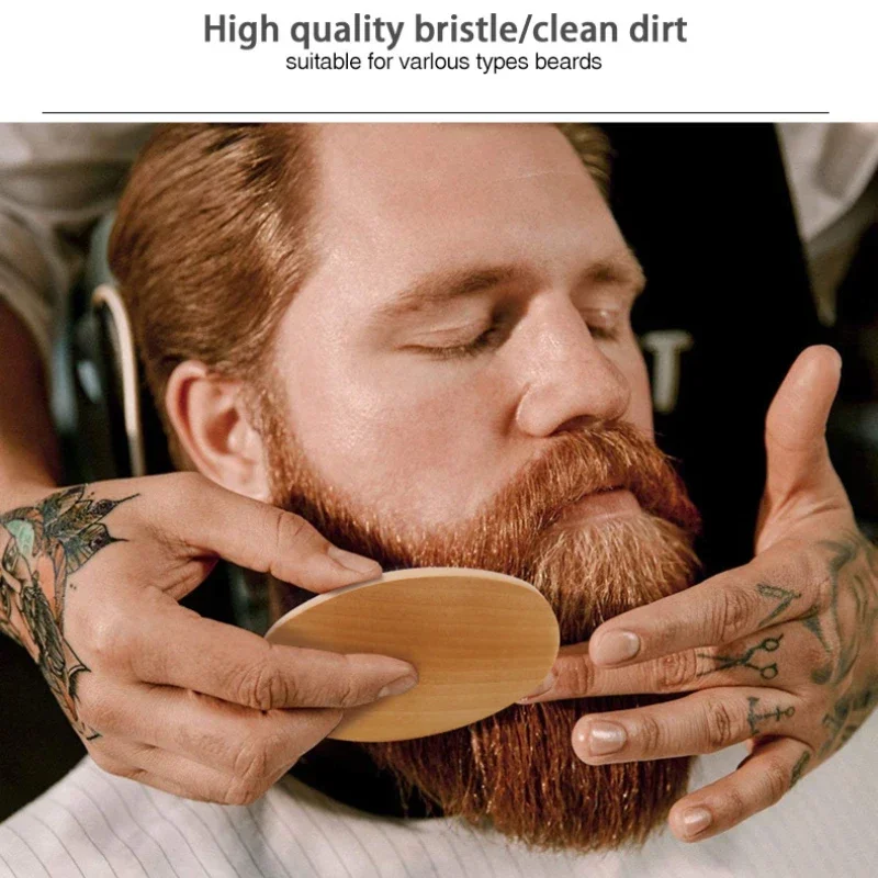 Men\'s Shaving Brush Set Boar Bristle Portable Barber Natural Beard Brush for Facial Cleaning Wooden Comb Styling Tool Wholesale