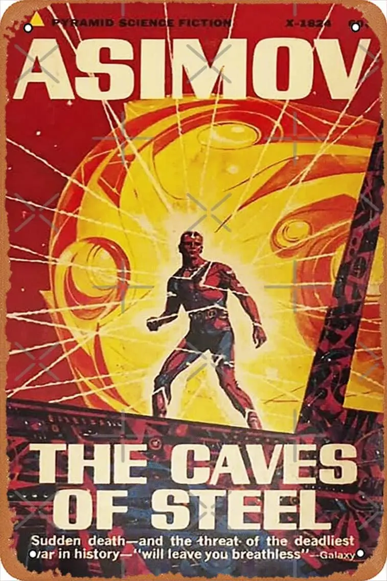 The Caves of Steel - Isaac Asimov Poster Metal Tin Sign Vintage 8x12 Inch 1pc