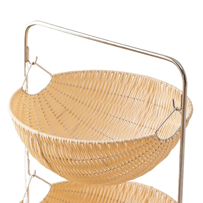 

Movable multi layer floor to ceiling snack and book shelf, fruit and vegetable basket, multi - functional living room storage