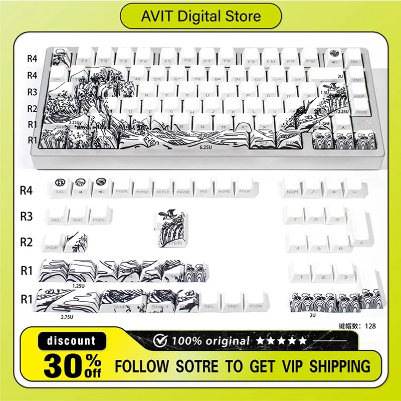 

Wooting Ukiyoe Side Transparent Keycap PBT OEM Custom Artisan Keycaps for Magnetic Axis Mechanical Keyboard Accessories Gifts