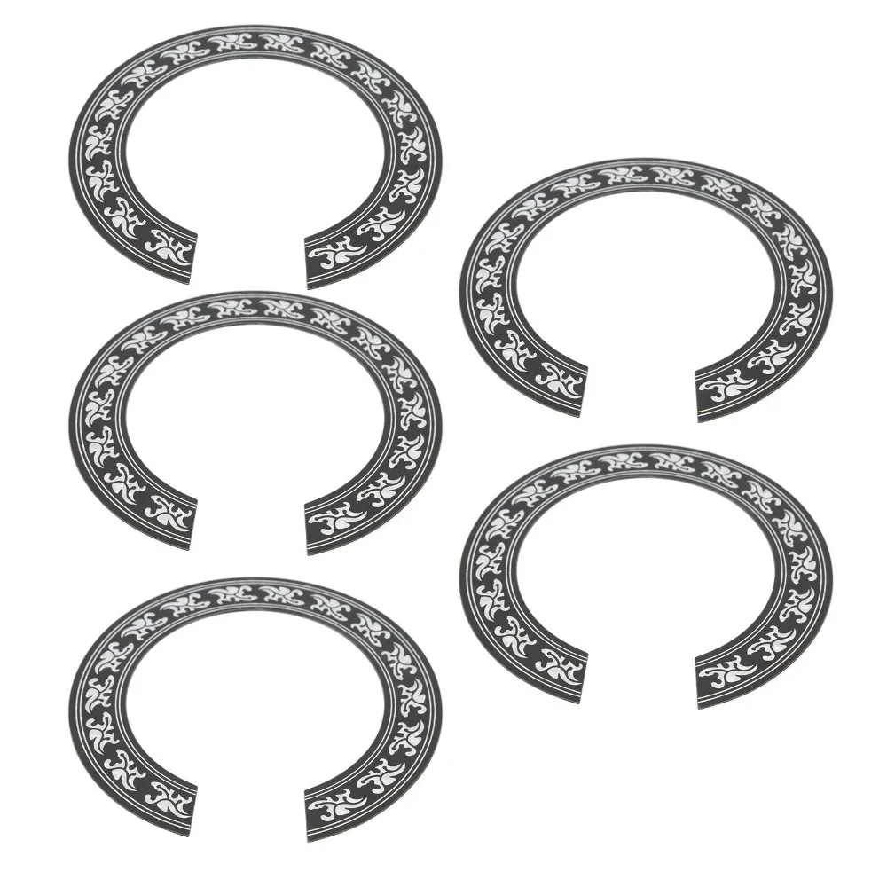 5PCS Self-Adhesive Guitar Soundhole Decal 39inch PVC Material Guitar Sound Hole Sticker Black+White Round Shape Sound Hole Decal
