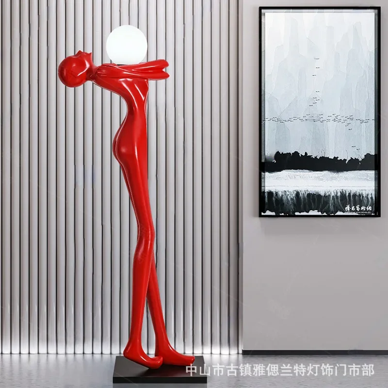 Modern Creative Art Figure Sculpture Floor Lamp Living Room Fiberglass Decoration Model Room Lobby Decorative Light Fixtures