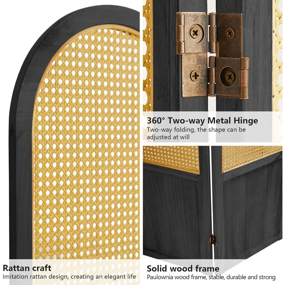 4 لوحات مقسمة للغرفة، شاشة خصوصية قابلة للطي، لوحة مقسمة لغرفة الروطان الخشبية قابلة للطي، شاشة تقسيم محمولة، مقسم حائط