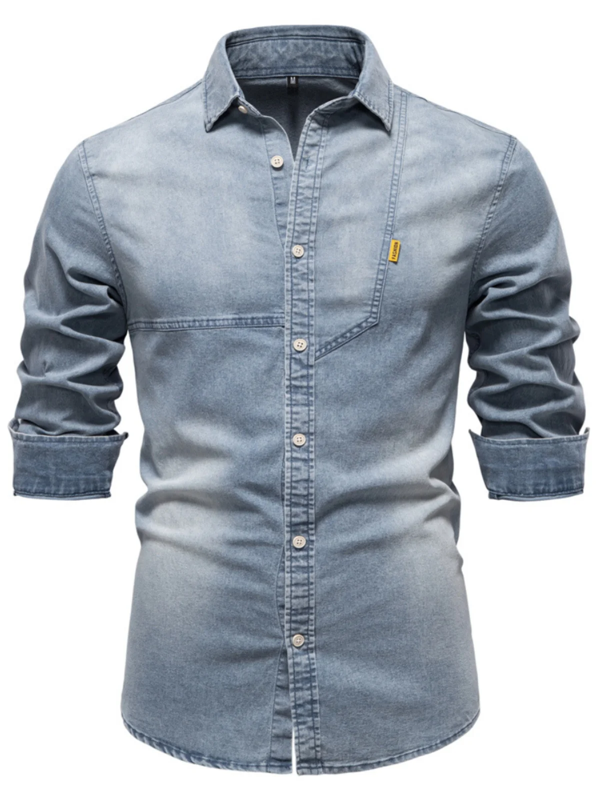

Casual Pure Color Long Sve Cowboy Denim irt Men's Loose Fit Breathable Moisture ng Spring Season Travel Wear