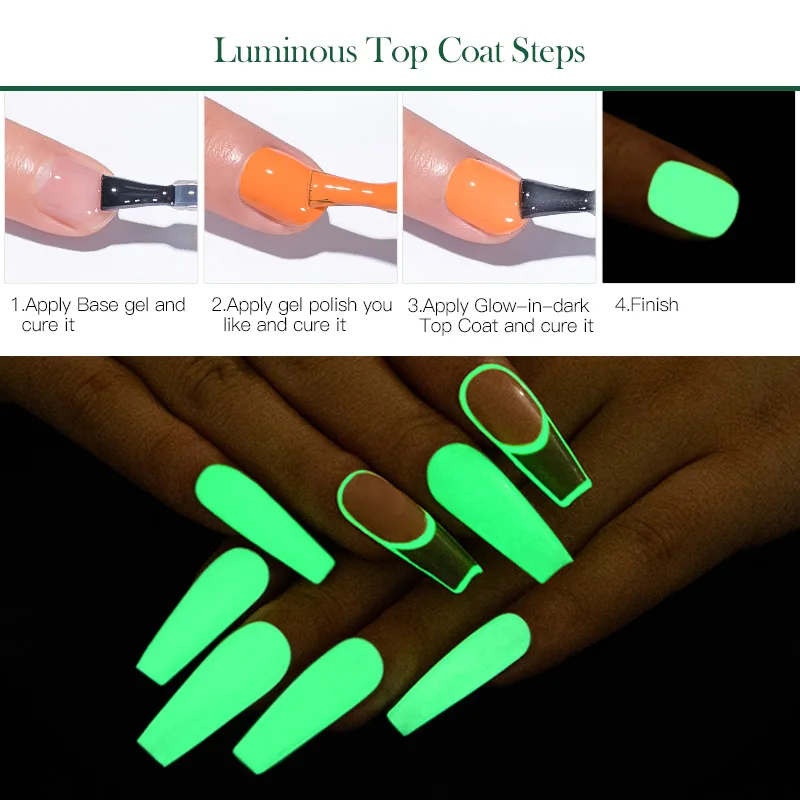 Mtssii Luminous Gel Top Coat Semi Permanent Glow In Dark Fluorescent Soak Off UV LED Color Gel Nail Varnish Nails for Manicure