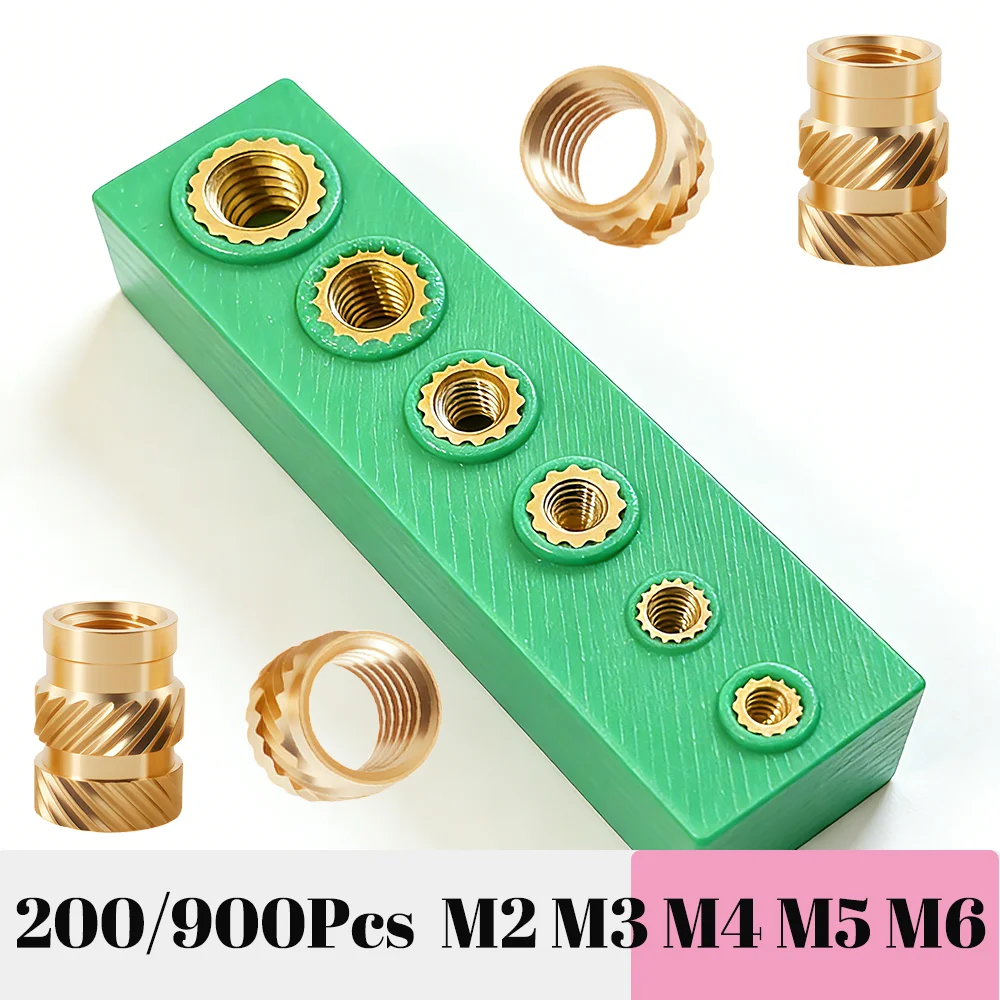 900/550/200Pcs M2/M3/M4/M6 Threaded Inserts Brass Heat Set Insert for 3D Printing Components Plastic Part Knurled Nuts Insertion