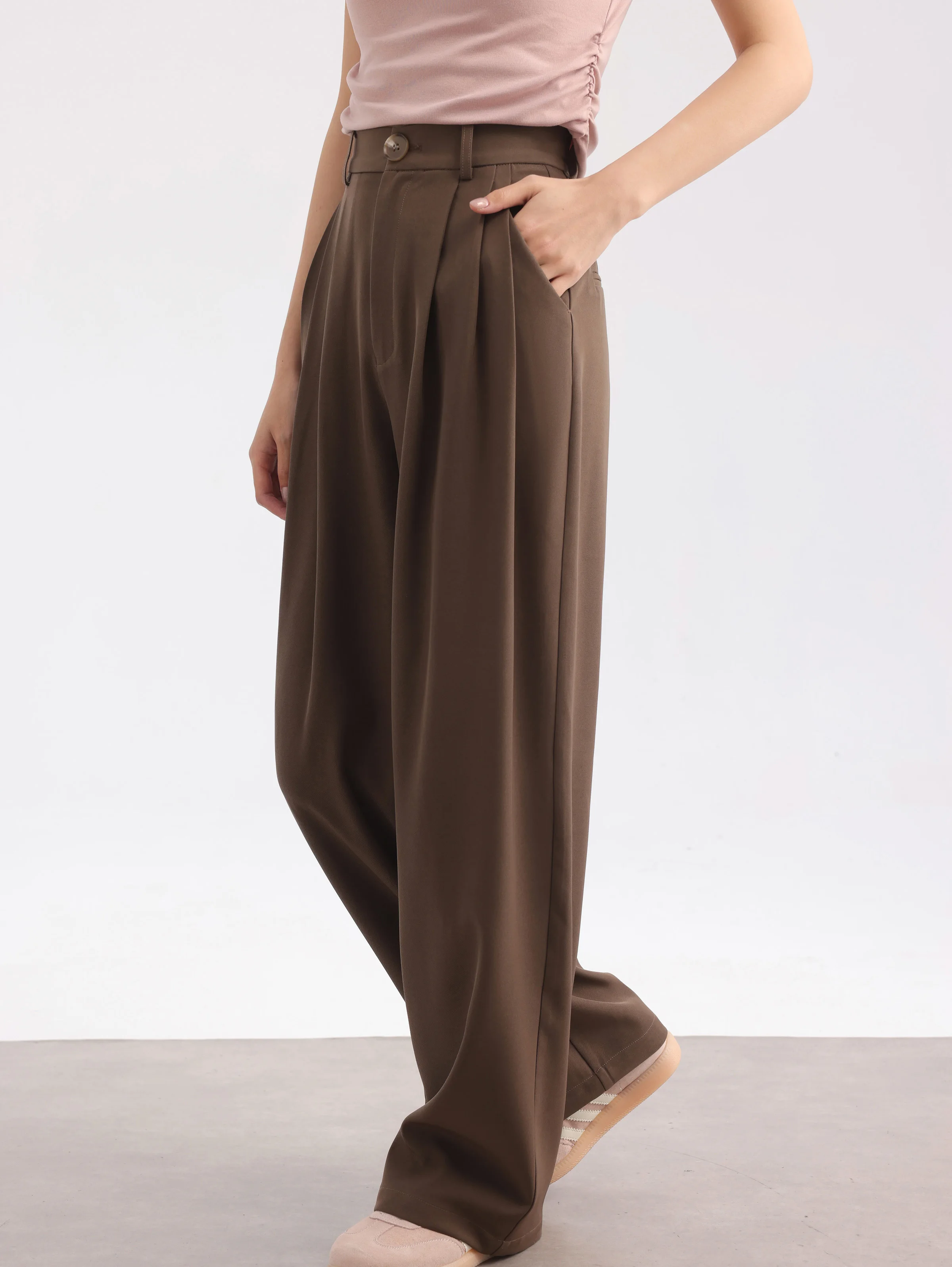 Elegant High-Waist Wide-Leg Suit Pants for Women–Loose-Fit,Draped Straight-Leg Trousers, Trendy Relaxed Office Chic Spring Style