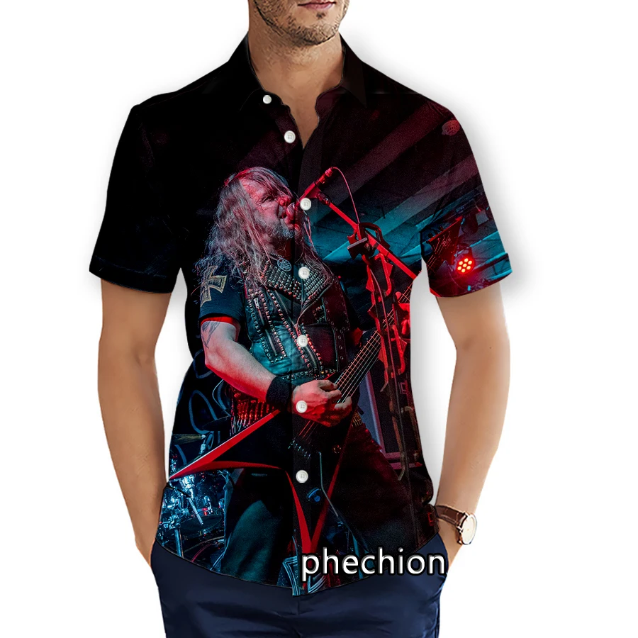 phechion Mens Short Sleeve Beach Shirts VADER Rock Band 3D Print Casual Shirts Fashion Streetwear Men Tops X268