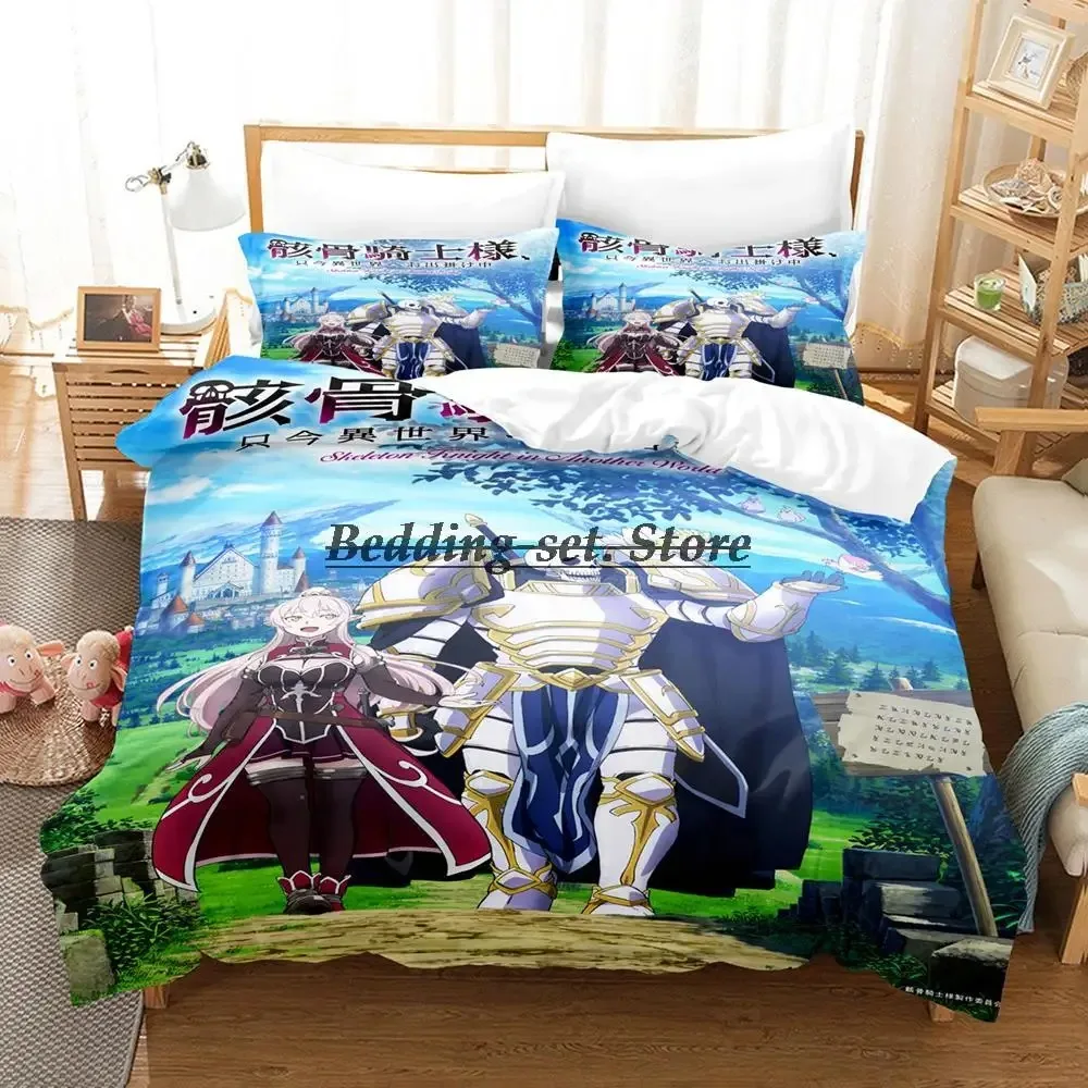 Skeleton Knight Bedding Set Single Twin Full Queen King Size Bed Set Aldult Kid Bedroom Duvetcover Sets Anime Bed Sheet Set