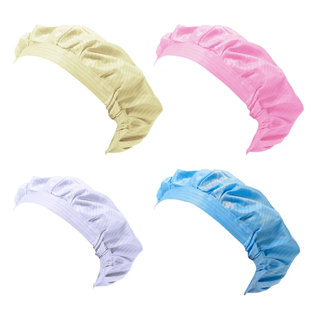 4 個シェフハットポリエステル帯電防止防塵軽量洗える作業キャップ電子食品工場クリーンルーム用