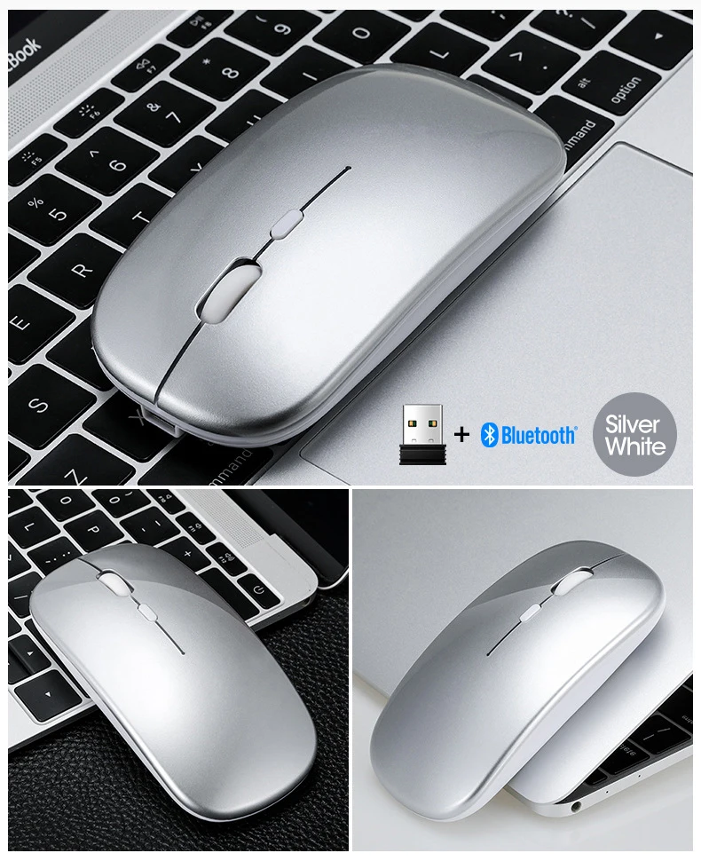 Wireless Mouse Bluetooth compatible rechargeable mouse for PC Laptop iPad Mac,2.4GHz Mouse Portable Ergonomic Mause Gamer Office