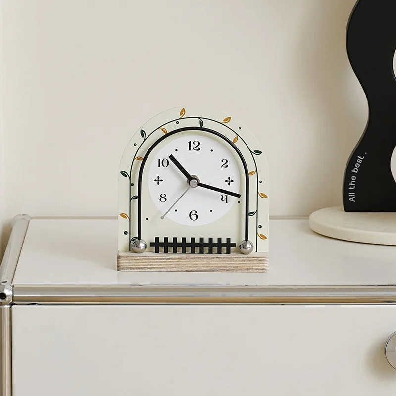 

Zml entrance table clock decoration ornament living room tv cabinet arched medieval style creative clock