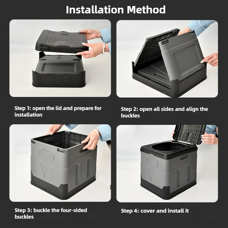 

Portable Folding Toilet - Waterproof Travel Toilet for Adults Kids Car Camping Hiking Stool Design with/ Storage & Trash Bags
