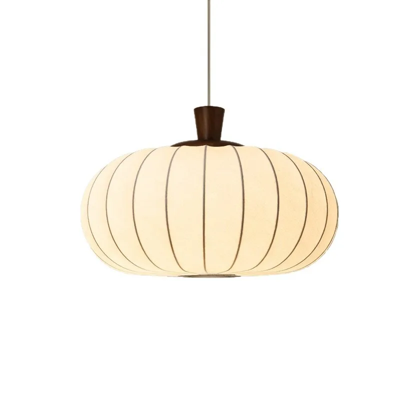 

Medieval chandelier French retro study bedroom living room dining room bar lamp cloakroom fabric pumpkin hanging lamp