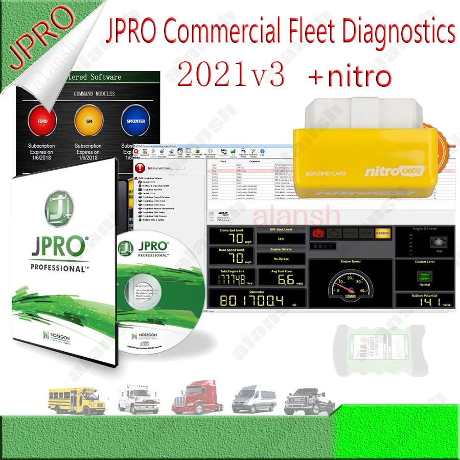 

2023 Noregon JPRO, диагностика коммерческого парка для адаптера нитроobd2 для детей