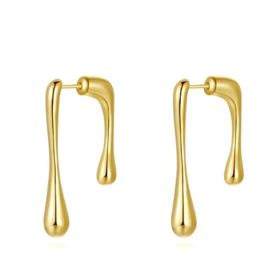 

Gold Chunky Earrings for Women 14K Gold Plated Hoop Earrings with 925 Sterling Silver Post Waterdrop Jewelry Gifts