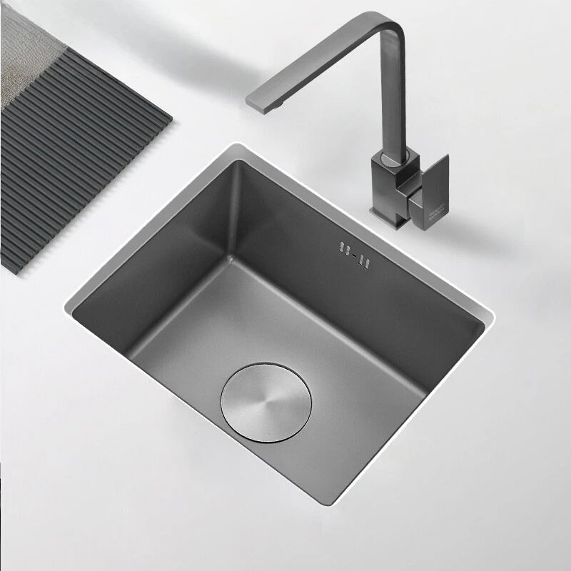 

304 stainless steel gun gray bar sink single slot small size island kitchen vegetable basin handmade sink under the counter basi