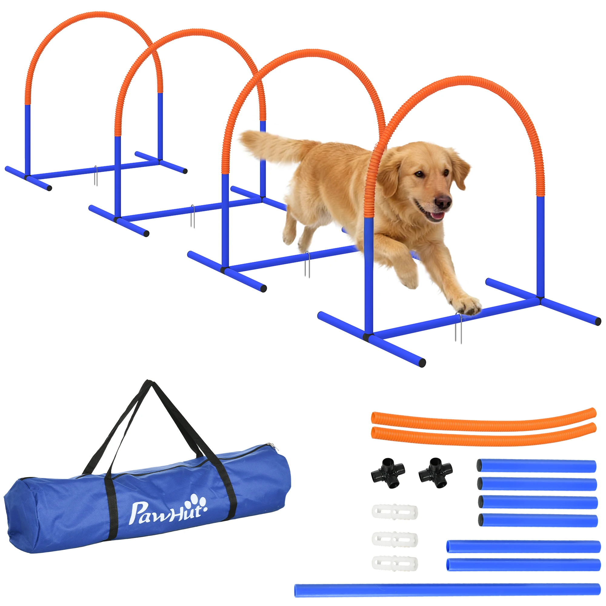 Attrezzatura per l'addestramento dell'agility per cani Pawhut, set di 4 pezzi per l'agility.