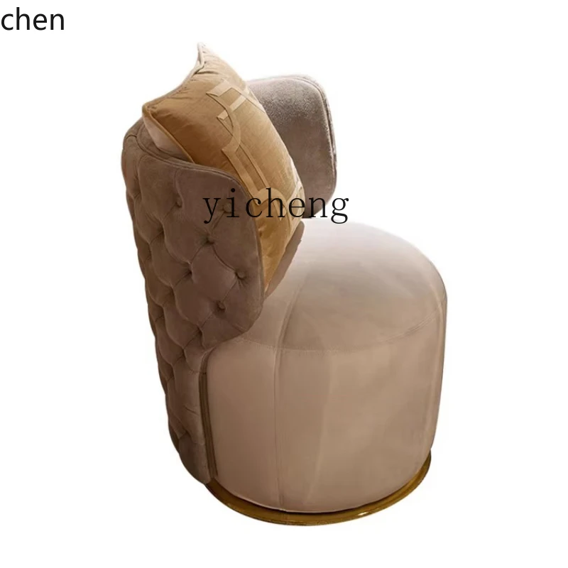 YFY Solid Wood Dressing Stool Modern Minimalist Fabric Pull Buckle Rotating Cosmetic Chair Leisure Chair Household