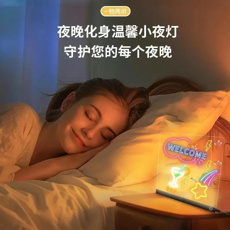 1pcs LED luminous writing board, desk card, desk card, night light stall, advertising board, fluorescent board