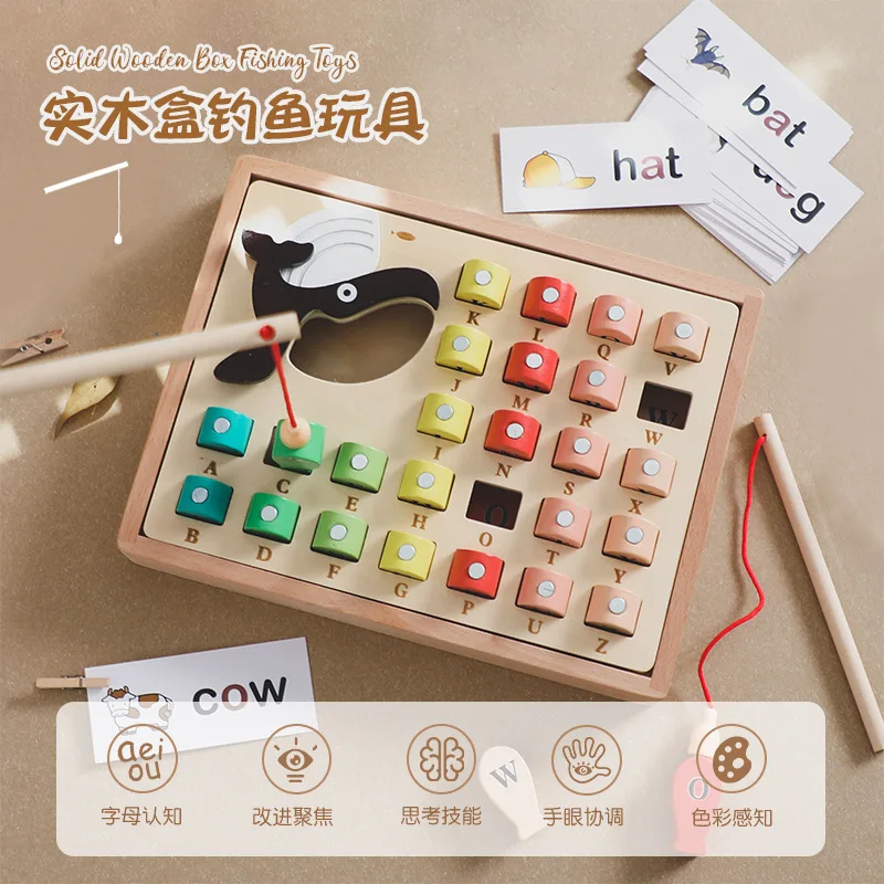 

Children's Magnetic Fishing Toy Fun 26 English Letter Card Learning Pairing Cognitive Development Intelligence