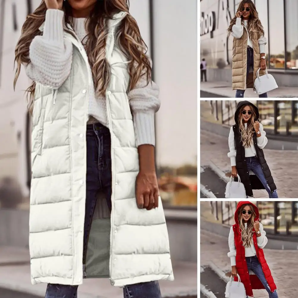 Long with Hood Outdoor Vest Down Women's Jacket Quilted Coat Sleeveless Jacket Winter Light Weight Sweaters