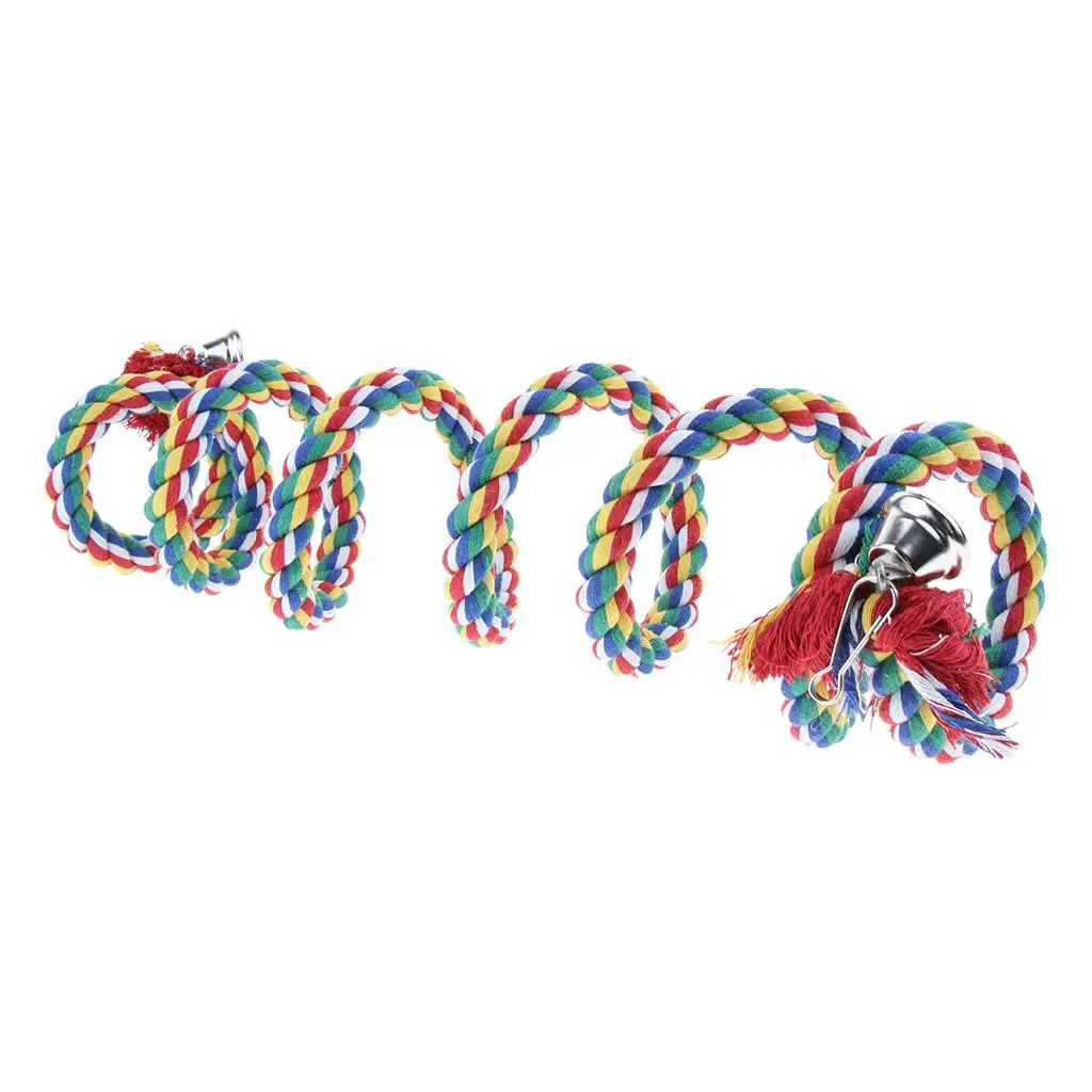 Parrot Cage Cotton Swing Spiral Rope Perch Strong Wire Core Bird Toy for Climbing Balance and Chewing
