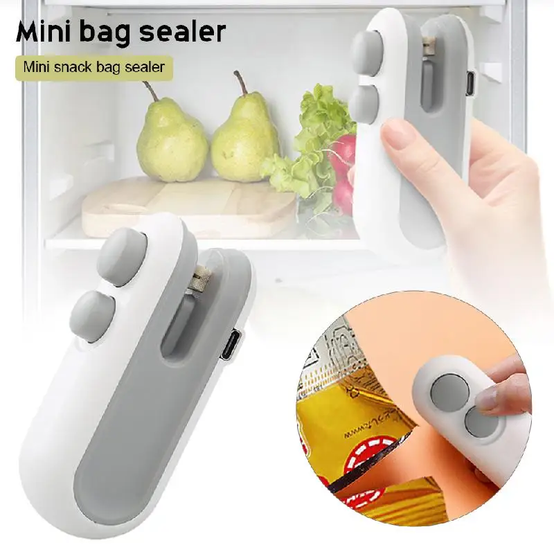 

2 In 1 Mini Bag Sealer USB Rechargeable Bag Sealer Heat Seal Chip Bag Sealer For Plastic Bags Food Storage Snacks Freshness