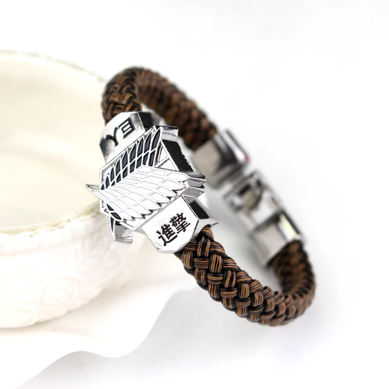 Anime Attack on Titan Leather Bracelet Wings of Liberty Wristband Leather Belt Buckle Bracelets Cosplay Collection Gifts For Fan