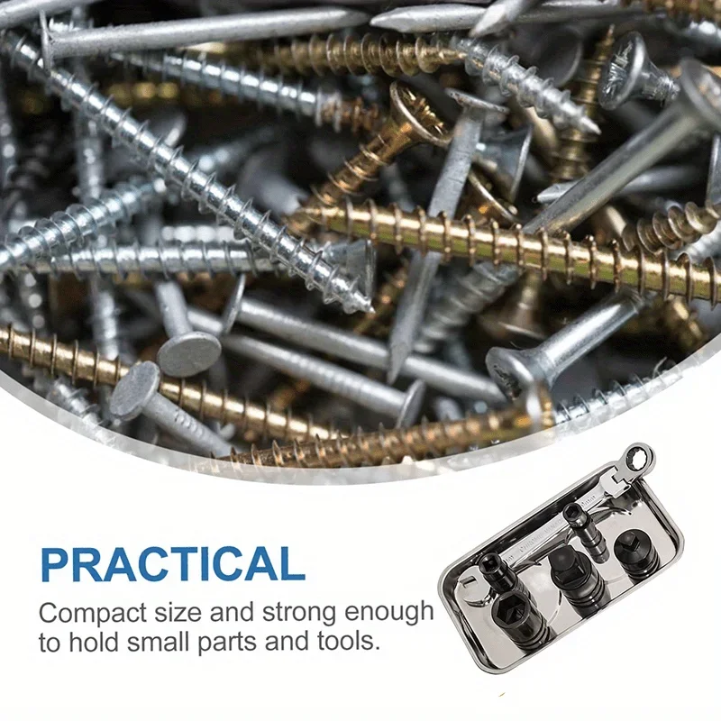 الفولاذ المقاوم للصدأ علبة مغناطيسية أداة أجزاء تخزين المغناطيس أداة صواني أجزاء حامل مع مغناطيس قوي للمسامير مآخذ البراغي دبابيس