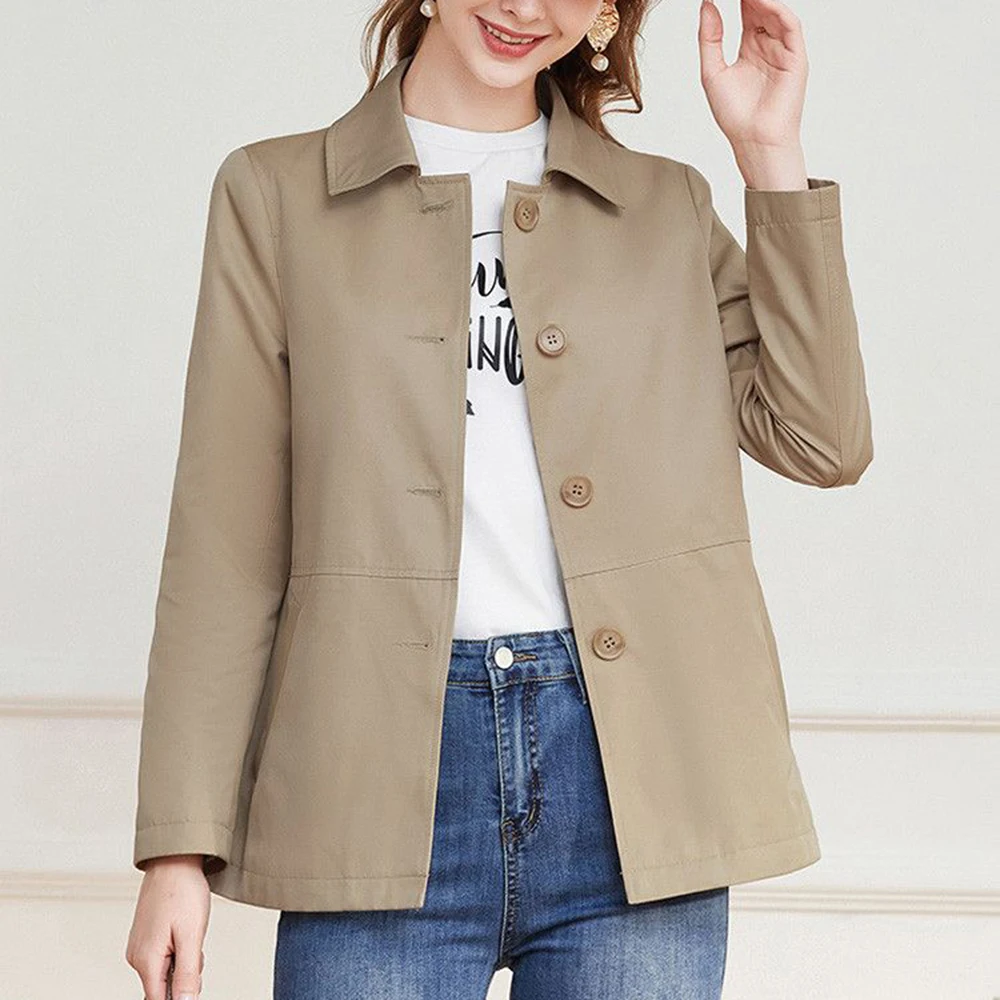 2025 autumn  Korean version trench coat women's high-end sense simple and versatile commuter long-sleeved small jacket