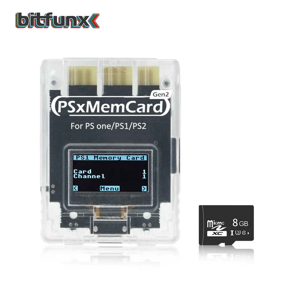 Bitfunx Gen2 Memory Card for PS1 PS2 with MicroSD