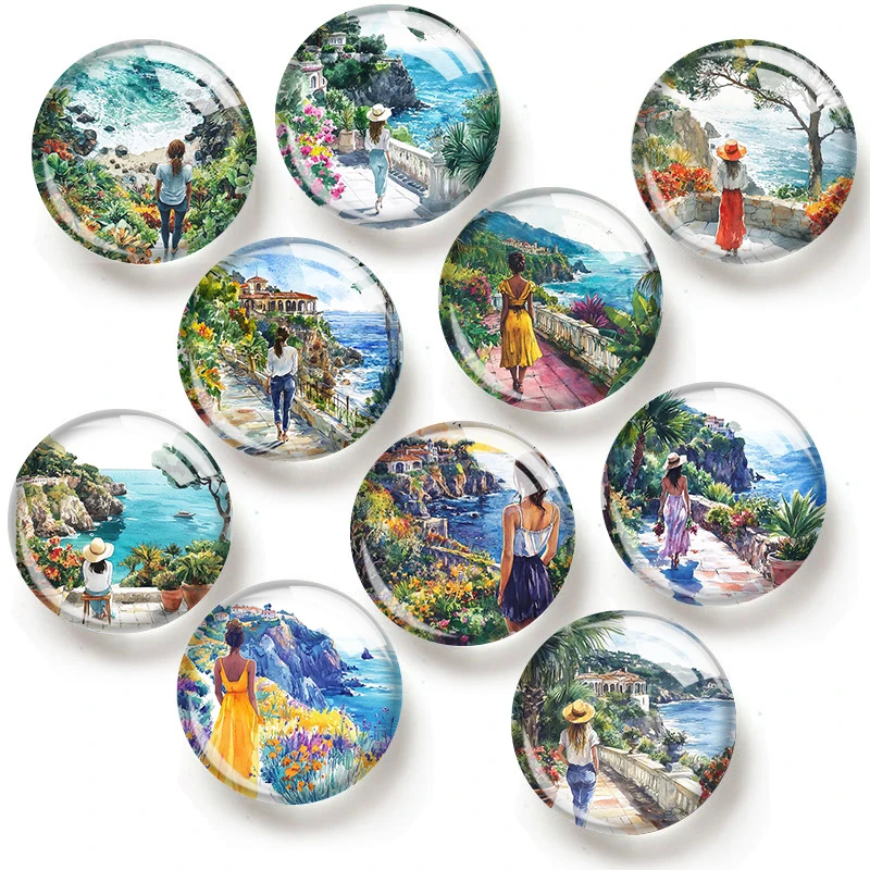 Woman Traveler  12/18/20/25mm glass cabochon  bracelet pendant rings for jewelry demo earrings back Making findings