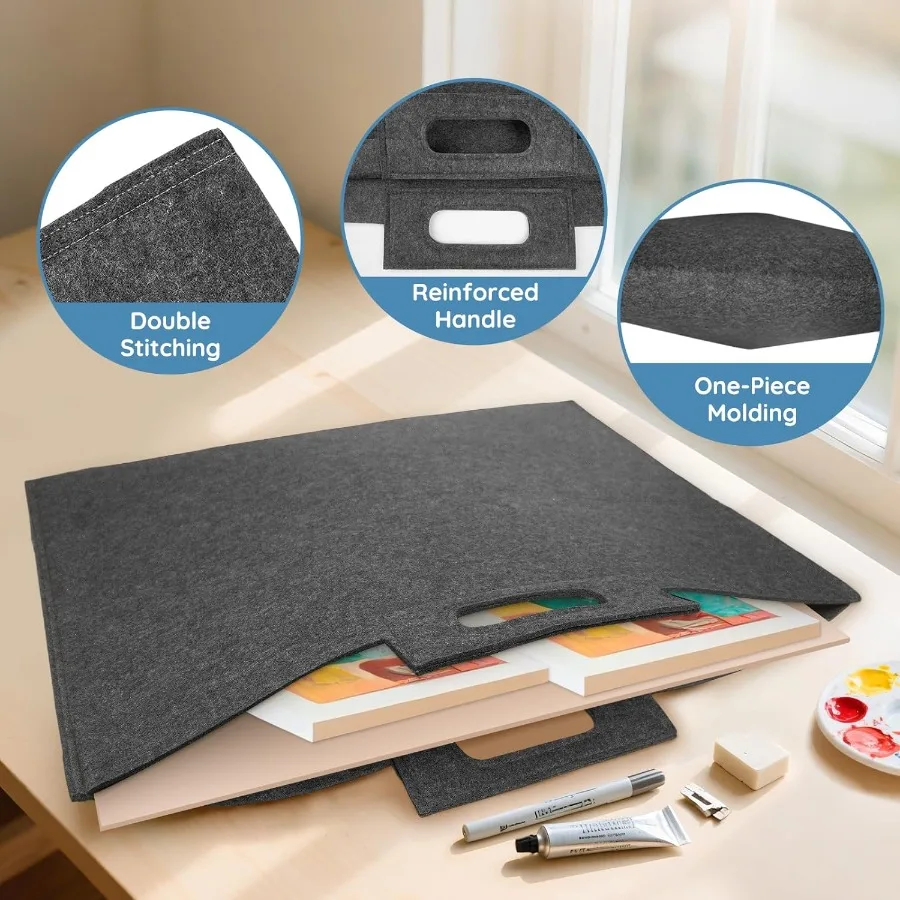 ZKOO Felt Art Portfolio Bag Large Art Portfolio with Handles Sturdy Artist Storage Bag for Artwork Poster Sketching and Drawing
