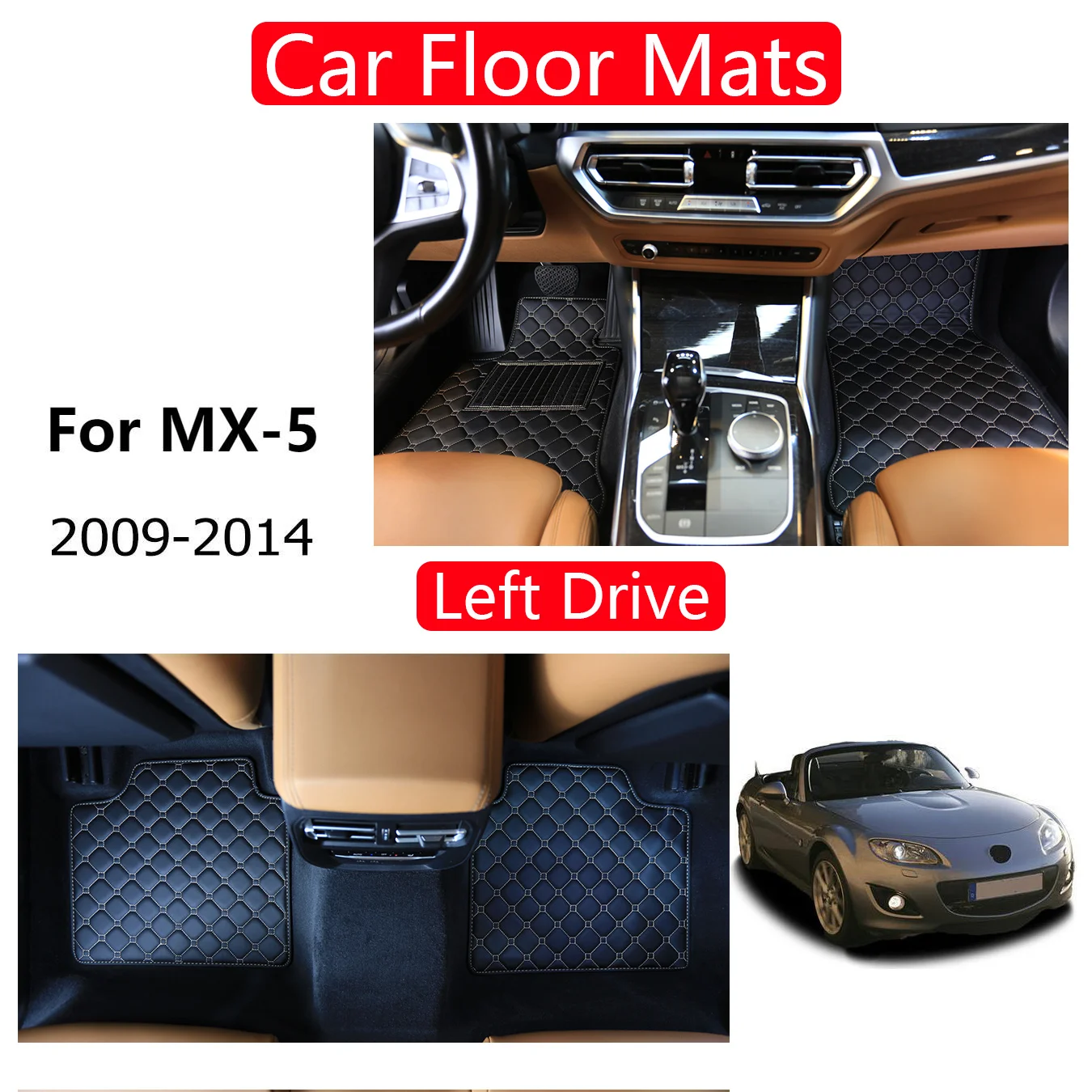 [LHD]Car Floor Mats Fits For MX-5 2009-2014 PVC Car Mats Interior Accessories