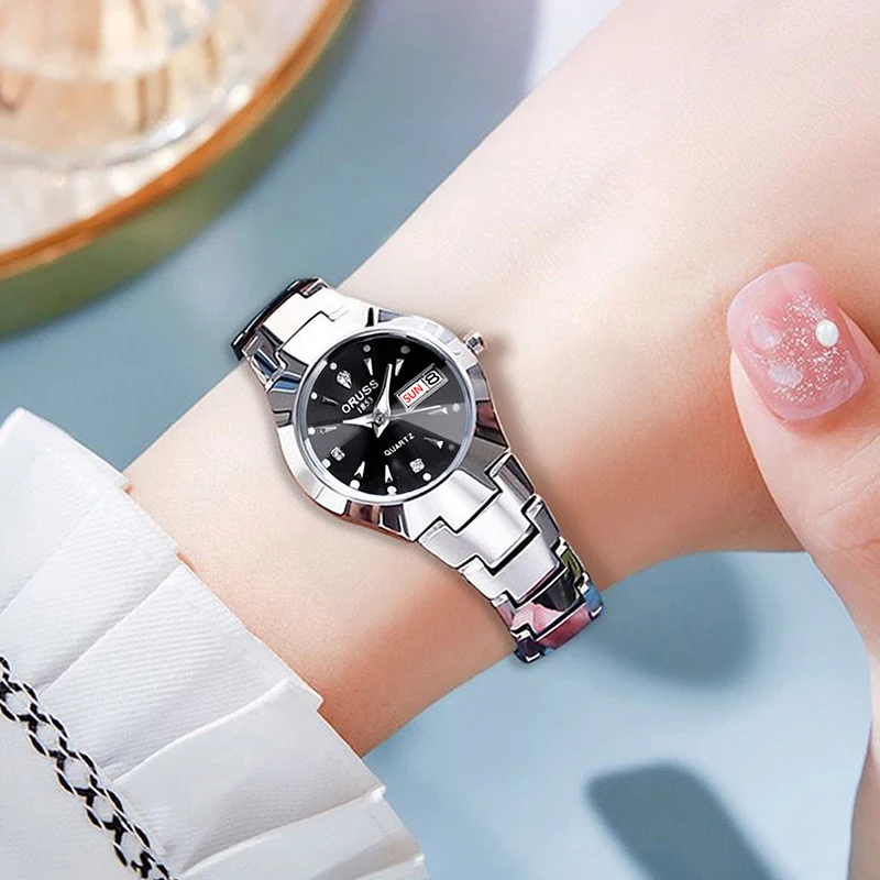 ORUSS OR03 Orologio da donna casual business Orologio al quarzo Orologio da polso alla moda di lusso Orologio da polso da donna impermeabile 30M in acciaio inossidabile