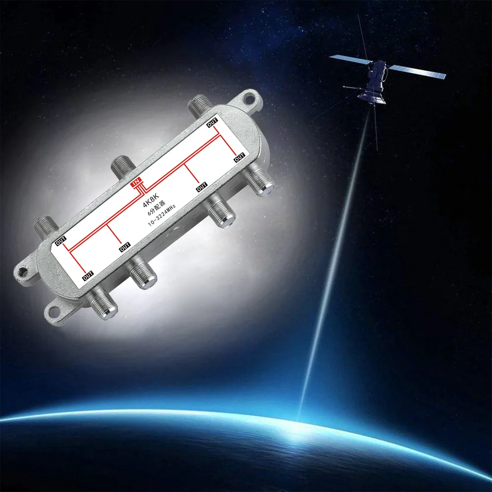 6 Way 10-3224MHz TV Signal Splitter Satellite Antenna Cable Distributor For SATV/CATV 4K8K Satellite Receiver For SATV/CATV