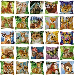 Horse Deer Series Animals Smyrna Latch Hook Pillow Carpet Embroidery Do-It-Yourself Carpet Cushion Button Package Latch Hook Kit