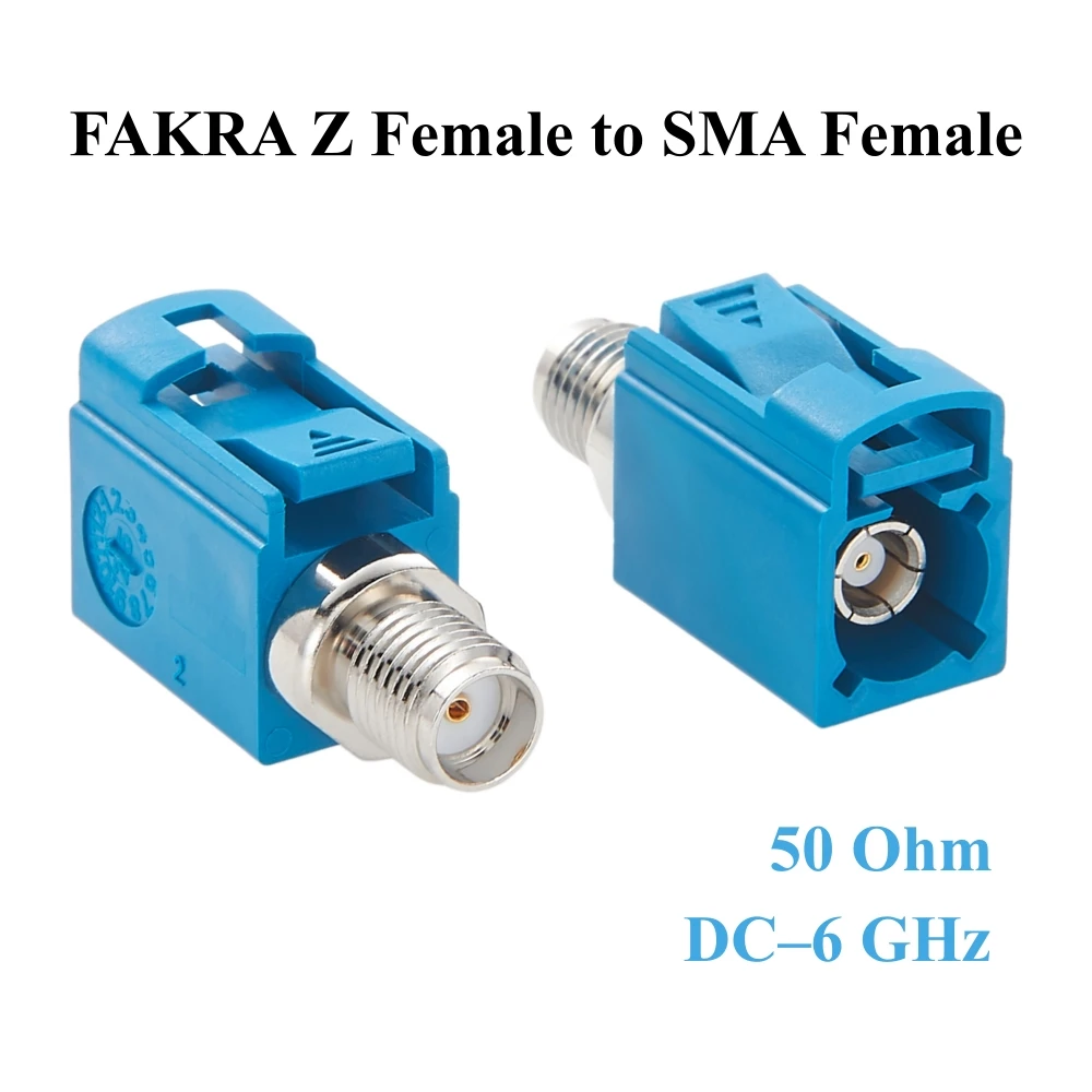 FAKRA Z Female to SMA Female RF Coaxial Adapter 50 Ohm Vehicle Automotive GPS Antenna Connector for 4G LTE/5G Telematics, ADAS
