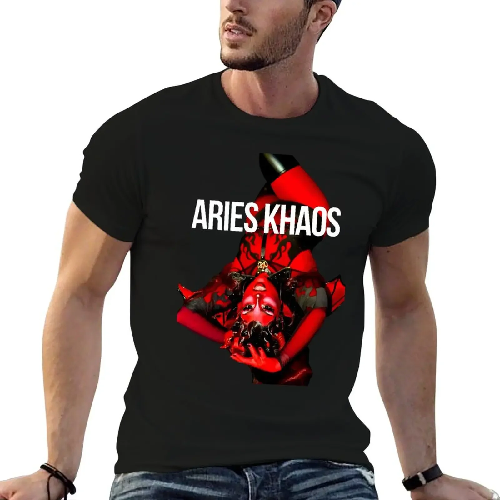 Aries Khaos Upside Down T-Shirt graphic t shirt vintage anime t shirts sports fans mens t shirts