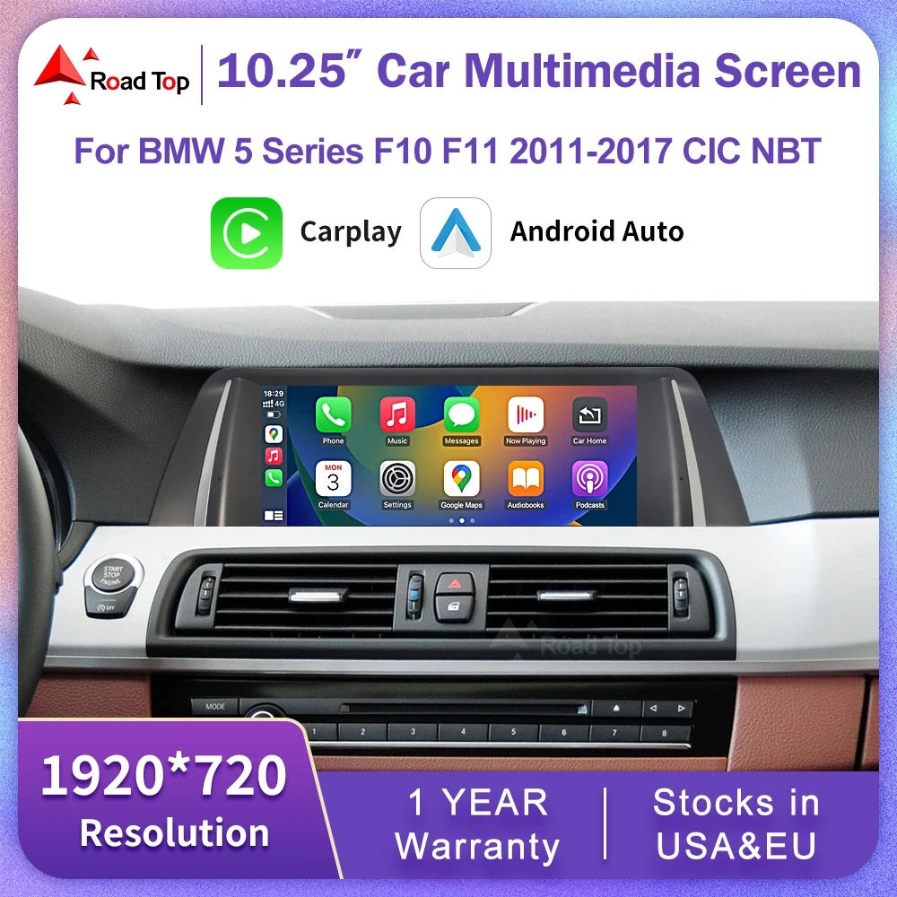 1920*720 Multimedia Touch Screen Wireless Carplay For BMW F10 F11 5 Series CIC NBT System 2011-2017  Android Auto Display