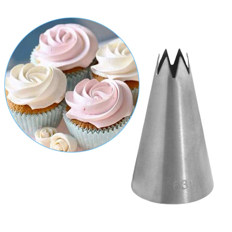 

#631 Open Star Stainless Steel Piping Nozzle Cupcake Decorating Tools Icing Nozzles Cake Cream Pastry 6 Teeth Baking Accessories