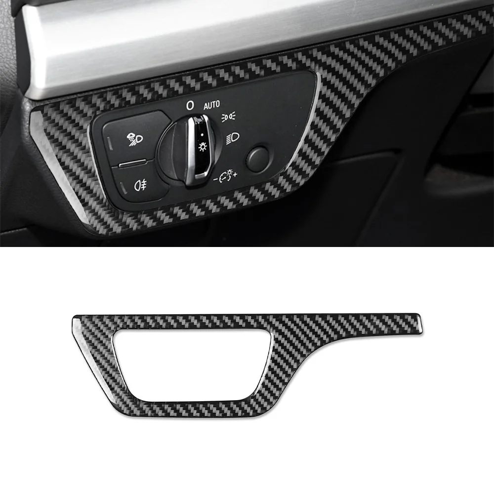 Headlight Switch Panel Decorative Trim Sticker Decal for Audi Q5 Q5L 2018 2019 2020 2021 2022 2023 Car Accessory Carbon Fiber