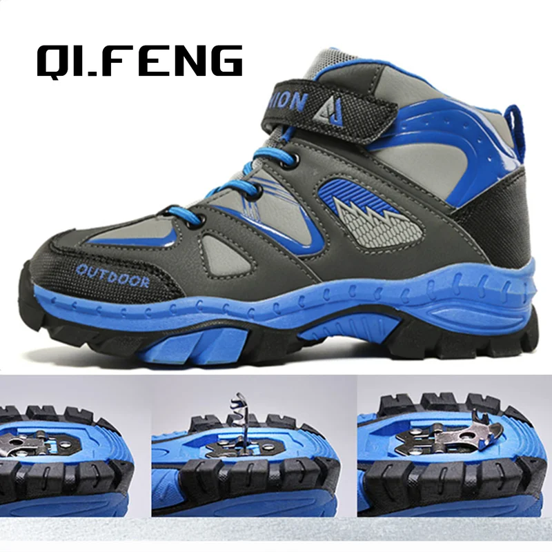 Boys Casual Shoes Winter Warm Children Sneakers High-top Anti-Slip Kids Trainers Waterproof Sport Footwear Fashion Autumn Rubber