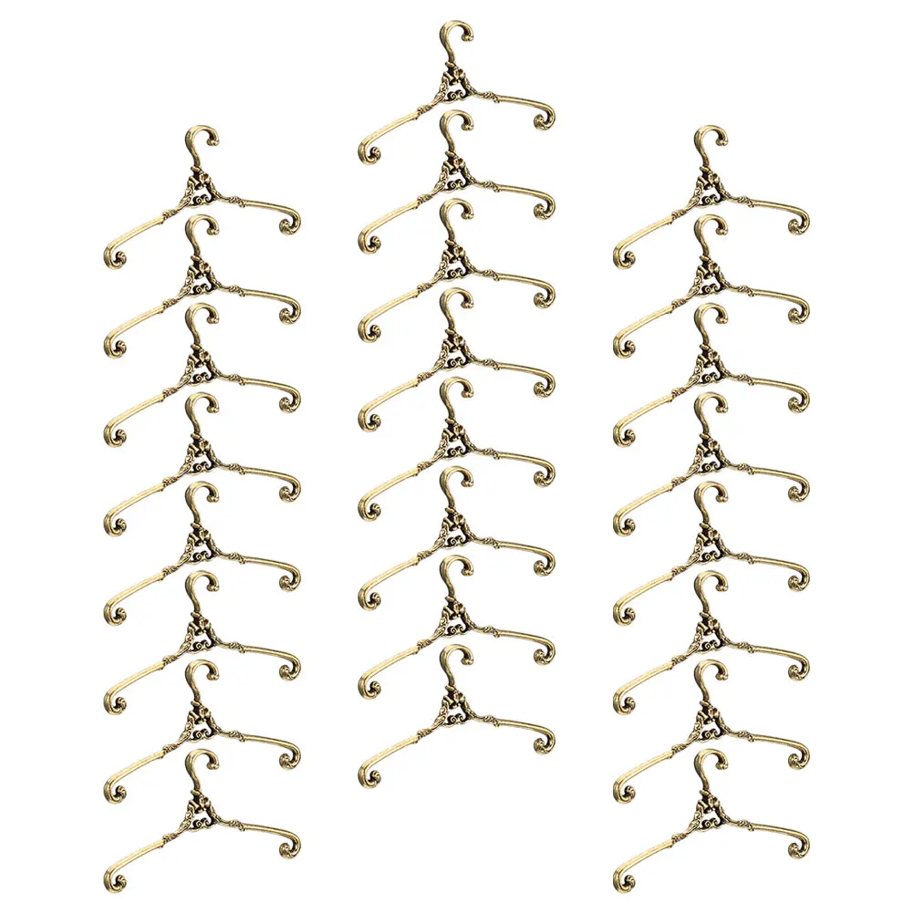 

48Pcs Miniature Metal Wardrobe Hangers Vintage Design for Dollhouse Clothes Hanging Stand Miniature Coat Hangers
