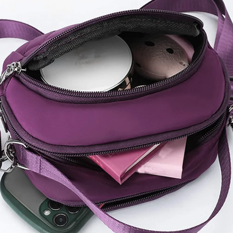 Lässige Gesteppte Nylon-Handtasche - Vielseitige Umhängetasche mit Mehreren Taschen, Abnehmbarer Schulterriemen für Damen – Detail 3