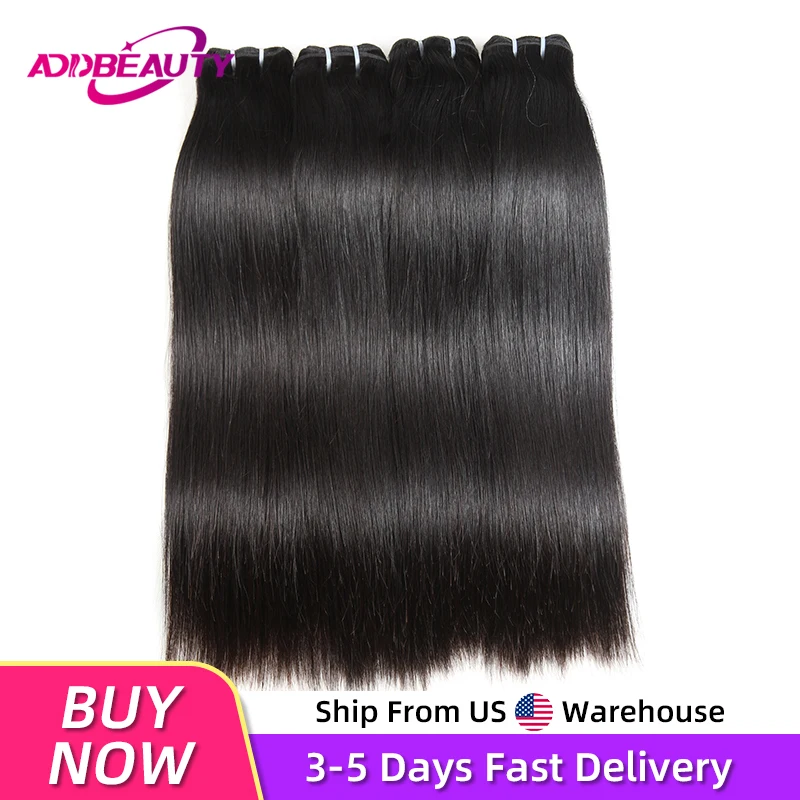 

Доставка из США, прямые пучки человеческих волос Addbeauty, пучки необработанных волос, супер двойные нарисованные необработанные девственные волосы, натуральный цвет