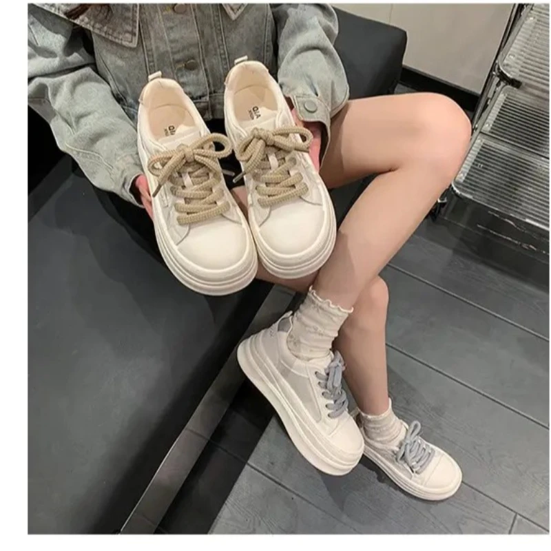 

Summer women's new single mesh thick soled shoes, white shoes, height increasing shoes